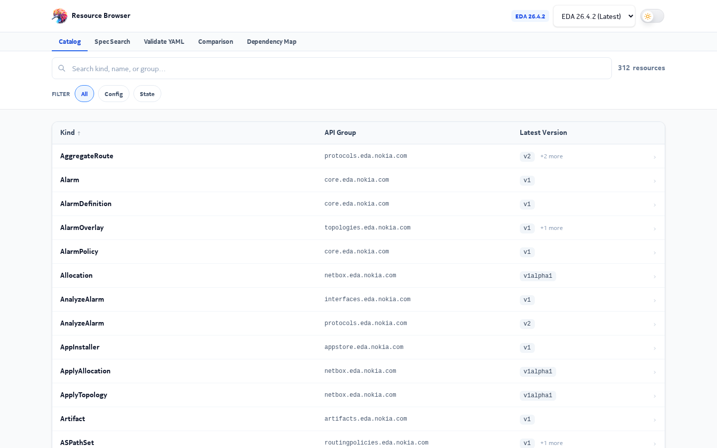 The catalog home page